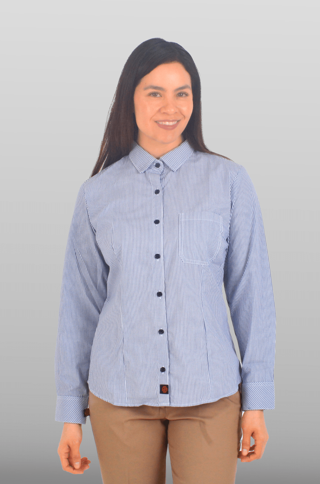 CAMISA EJECUTIVA CORTE REGULAR MÚNICH MUJER #Color_Blanco / Azul