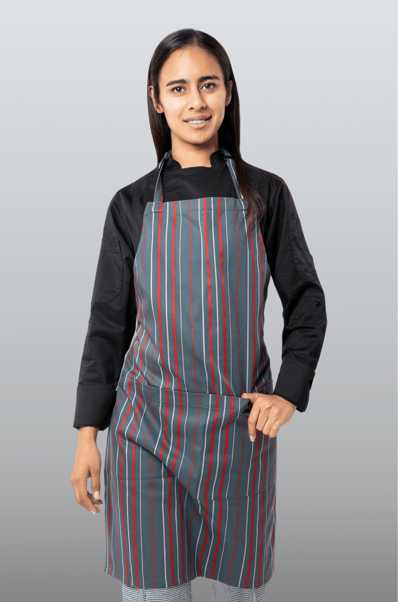 MANDIL RAYAS ROJAS Y GRISES FLORENCIA