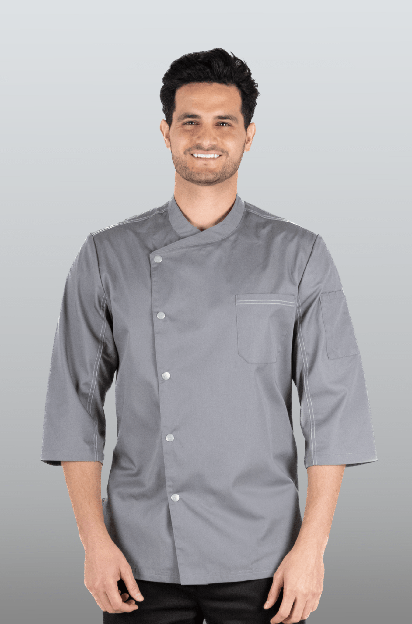 FILIPINA DE CHEF HOMBRE ZÚRICH MANGA 3/4 #Color_Gris