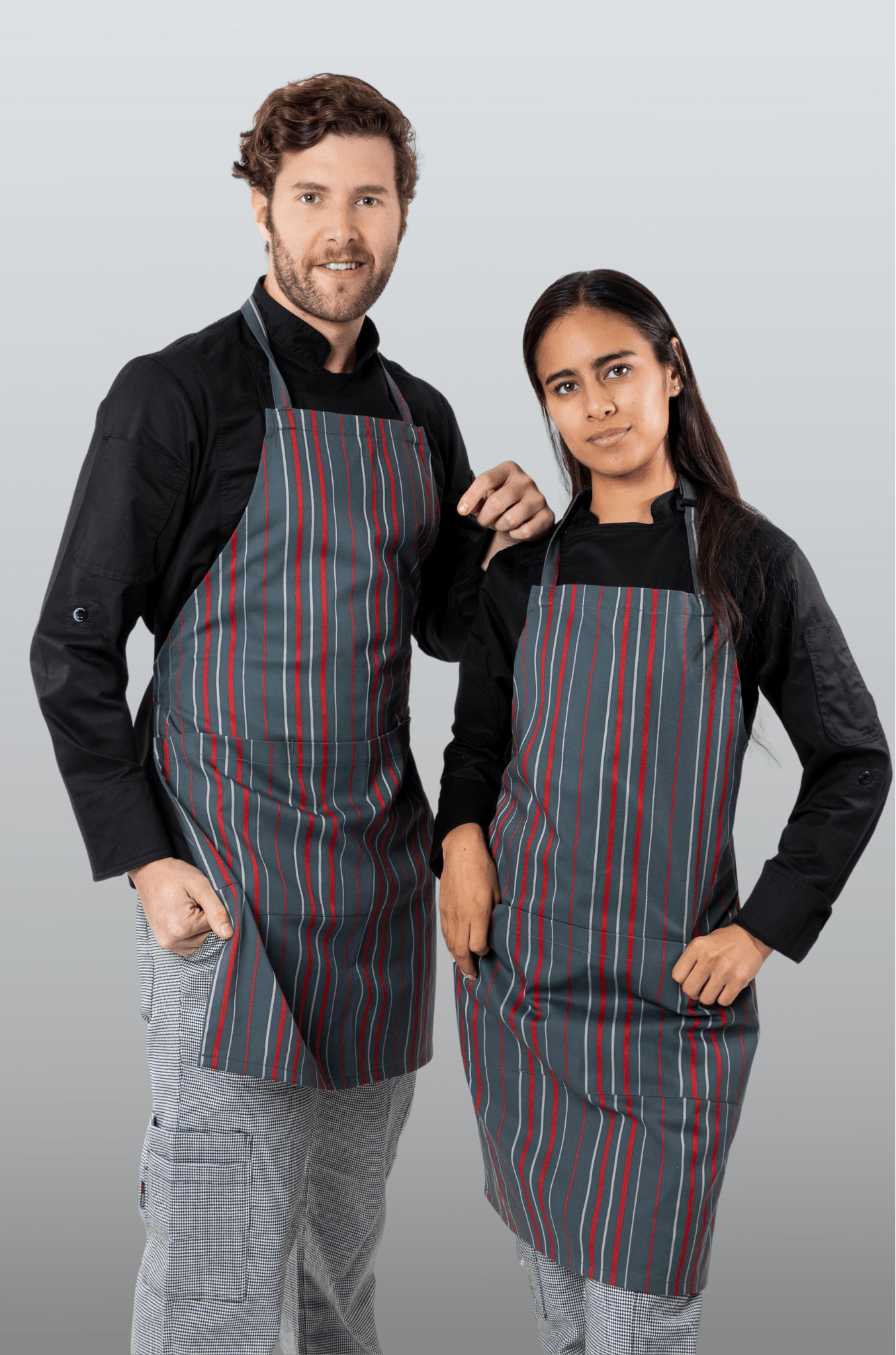 MANDIL RAYAS ROJAS Y GRISES FLORENCIA