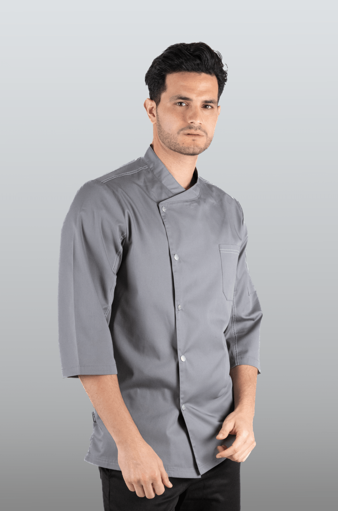 FILIPINA DE CHEF HOMBRE ZÚRICH MANGA 3/4 #Color_Gris