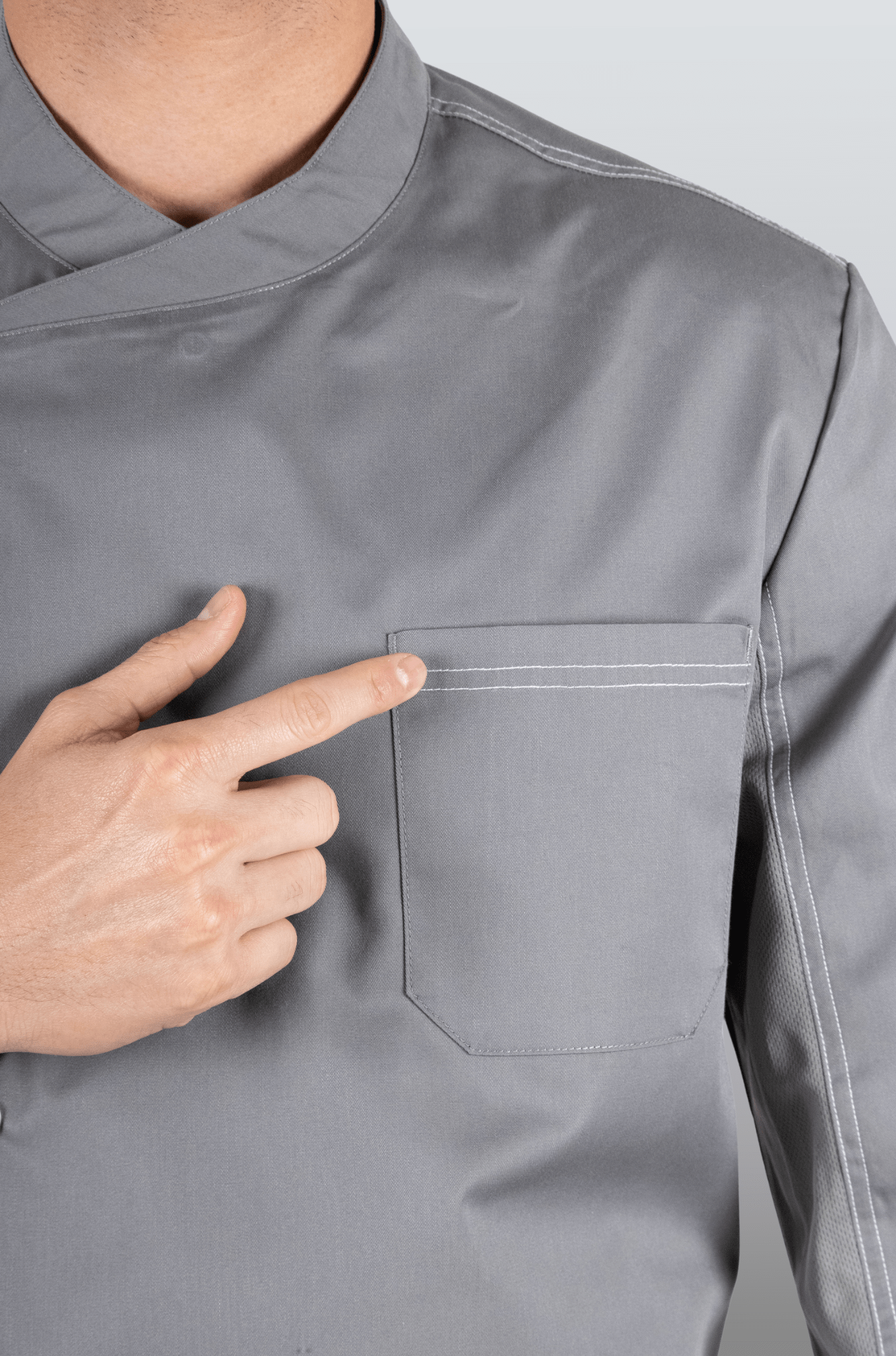 FILIPINA DE CHEF HOMBRE ZÚRICH MANGA 3/4 #Color_Gris