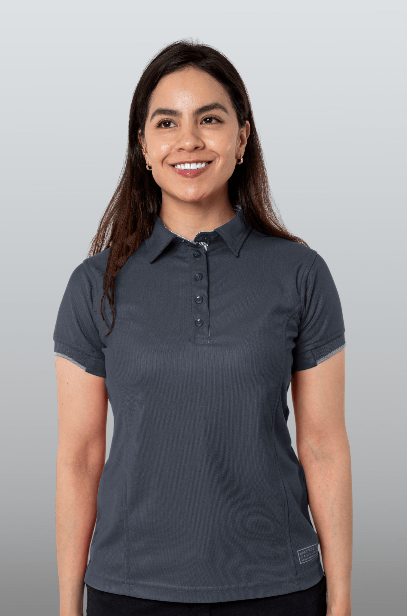 PLAYERA POLO SUSTENTABLE BILBAO MUJER #Color_Gris