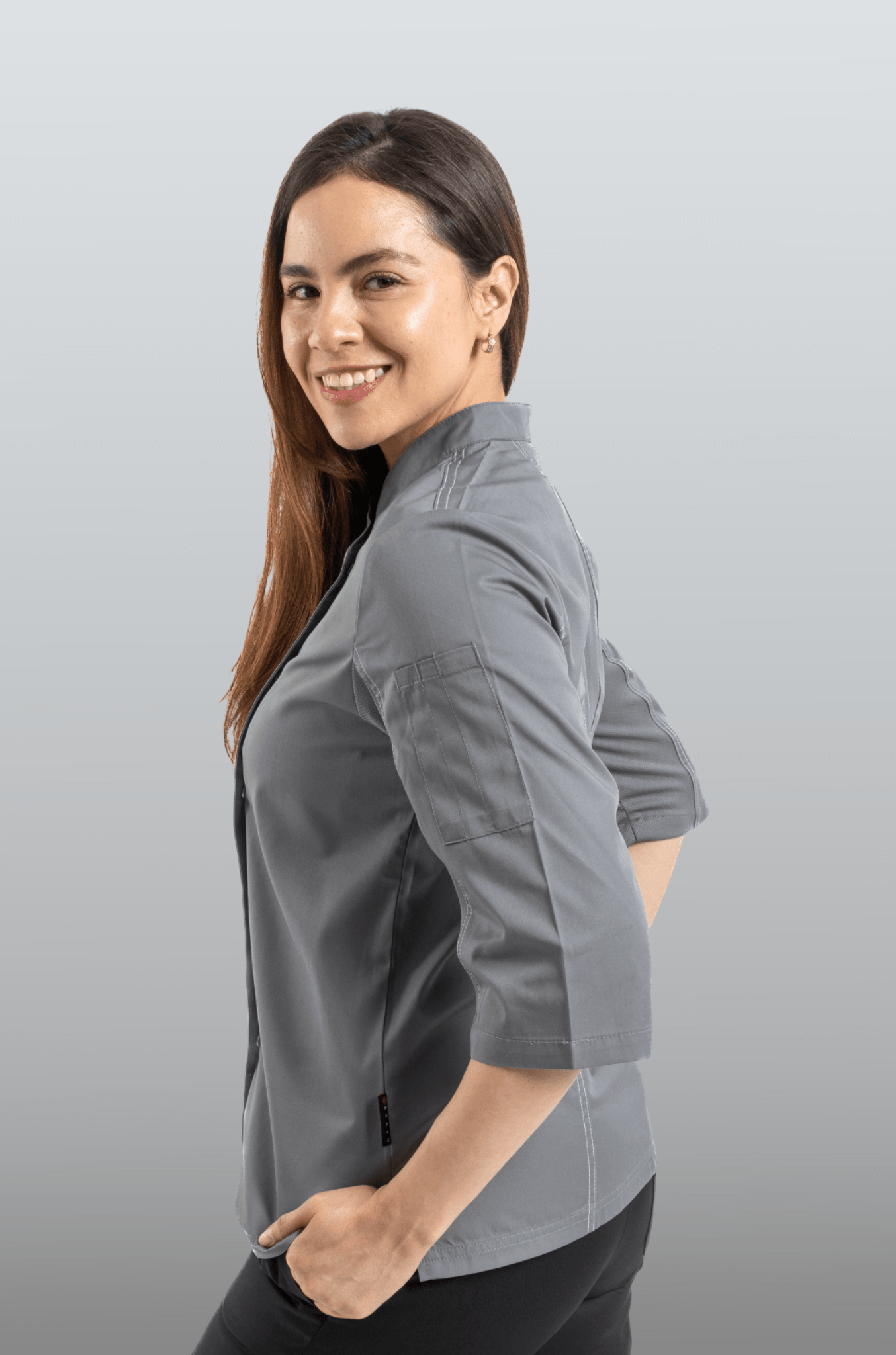 FILIPINA DE CHEF DAMA ZÚRICH MANGA 3/4 #Color_Gris