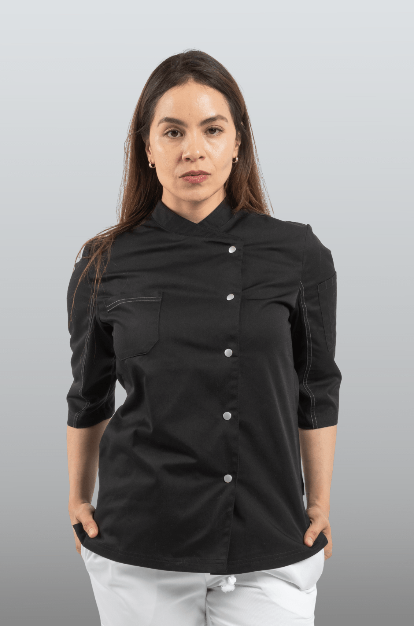 FILIPINA DE CHEF DAMA ZÚRICH MANGA 3/4 #Color_Negro