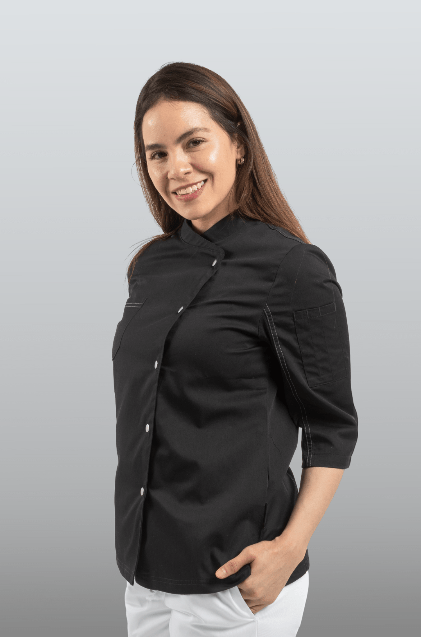 FILIPINA DE CHEF DAMA ZÚRICH MANGA 3/4 #Color_Negro