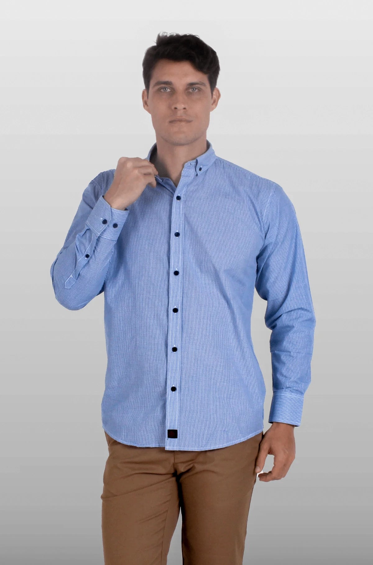 CAMISA EJECUTIVA DE CUADROS HOMBRE TURÍN #Color_Azul