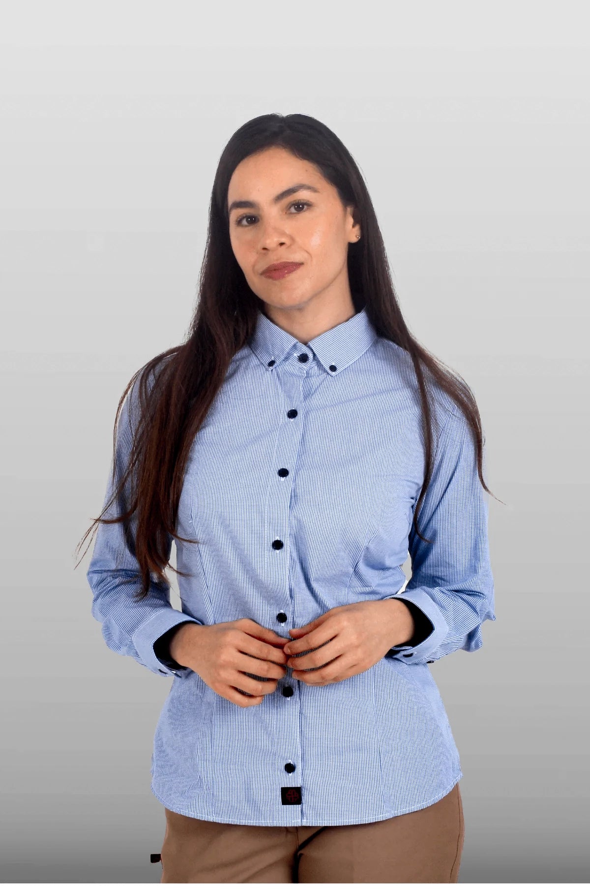 CAMISA EJECUTIVA DE CUADROS MUJER TURÍN #Color_Azul