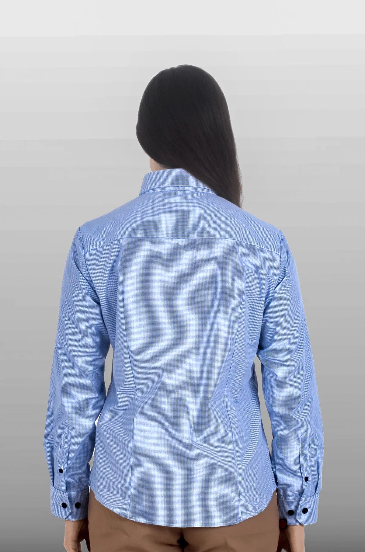 CAMISA EJECUTIVA DE CUADROS MUJER TURÍN #Color_Azul