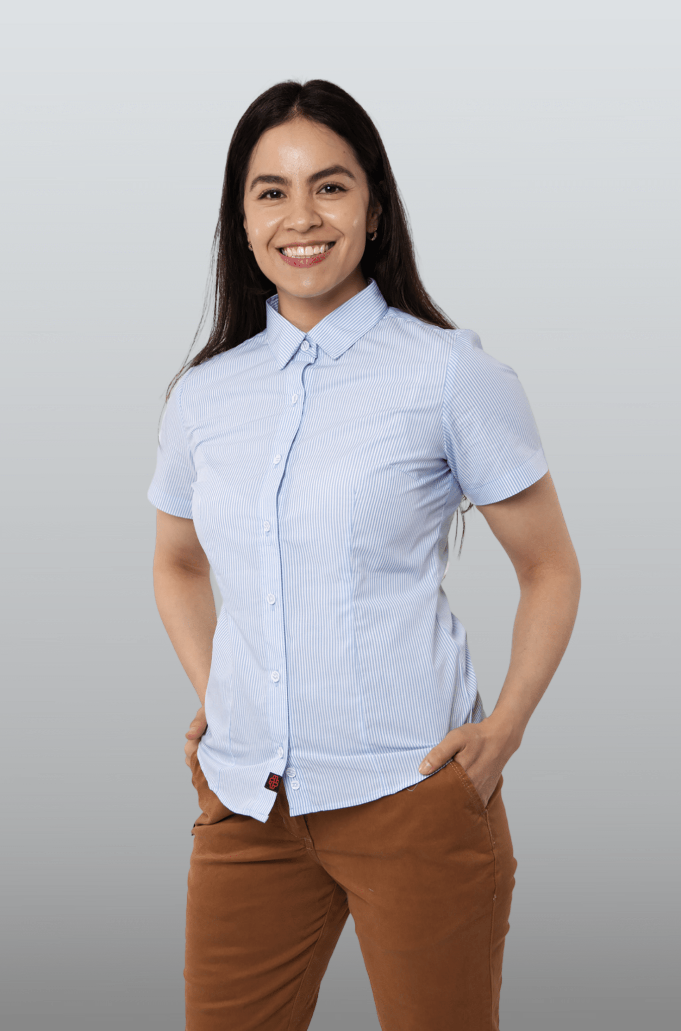 CAMISA SLIM FIT MANGA CORTA MÚNICH MUJER #Color_Azul