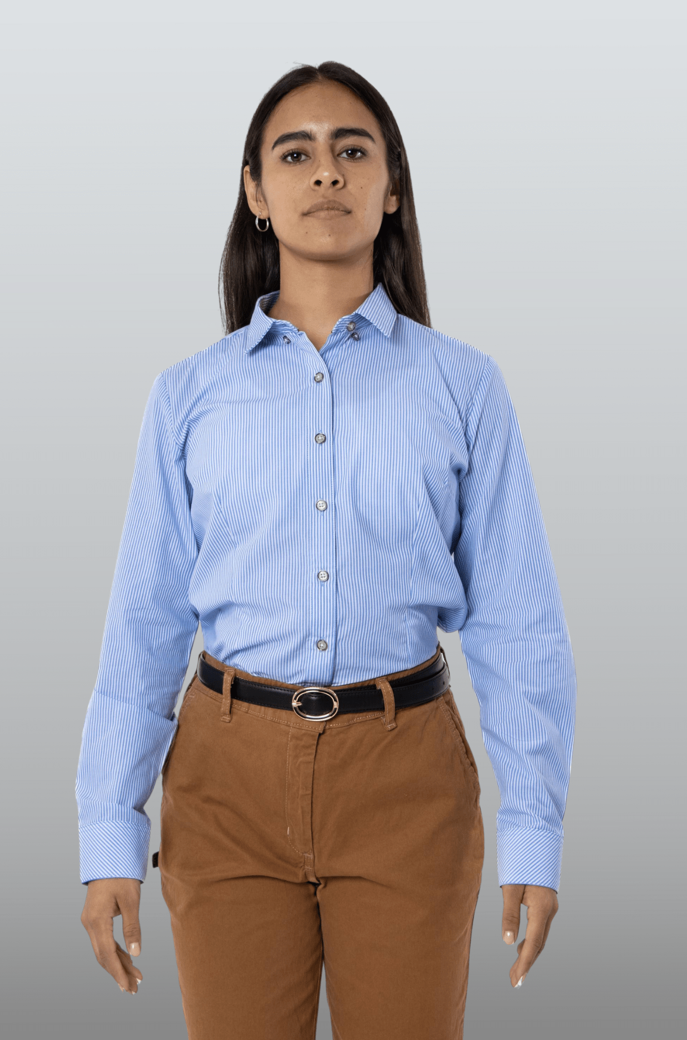 CAMISA DE RAYAS EJECUTIVA SLIM FIT MÚNICH MUJER #Color_Azul