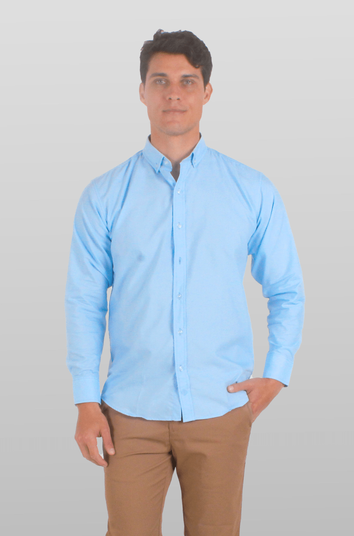 CAMISA BÁSICA MANGA LARGA MONCLOVA HOMBRE #Color_Azul