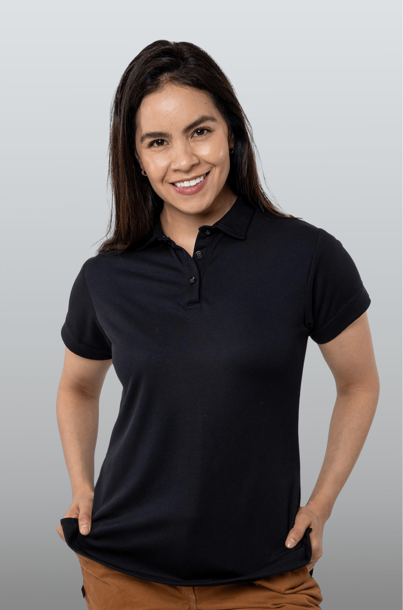 PLAYERA TIPO POLO DRY FIT PAMPLONA MUJER SUSTENTABLE #Color_Negro