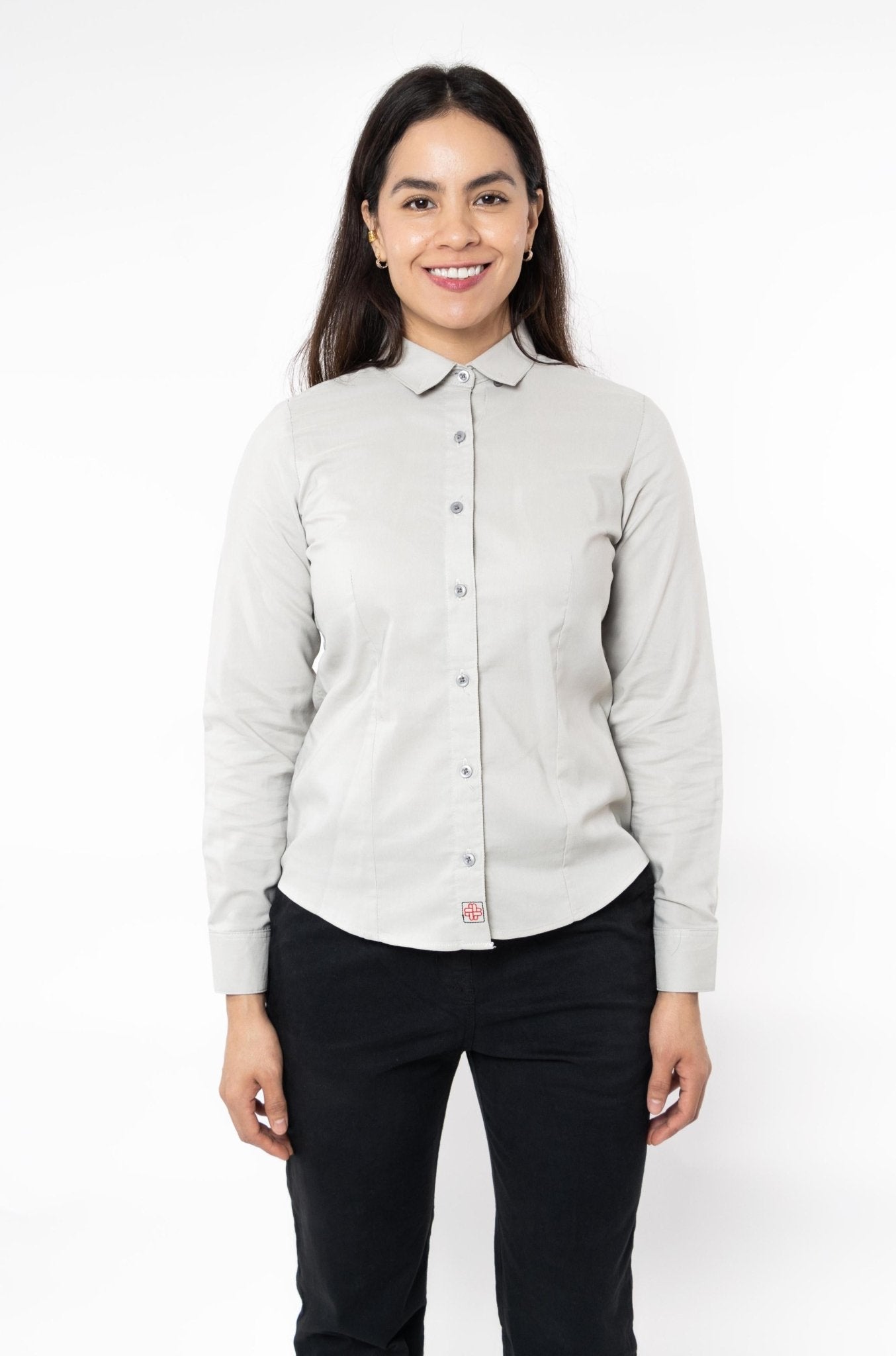 CAMISA BÁSICA MANGA LARGA MONCLOVA MUJER #Color_Gris