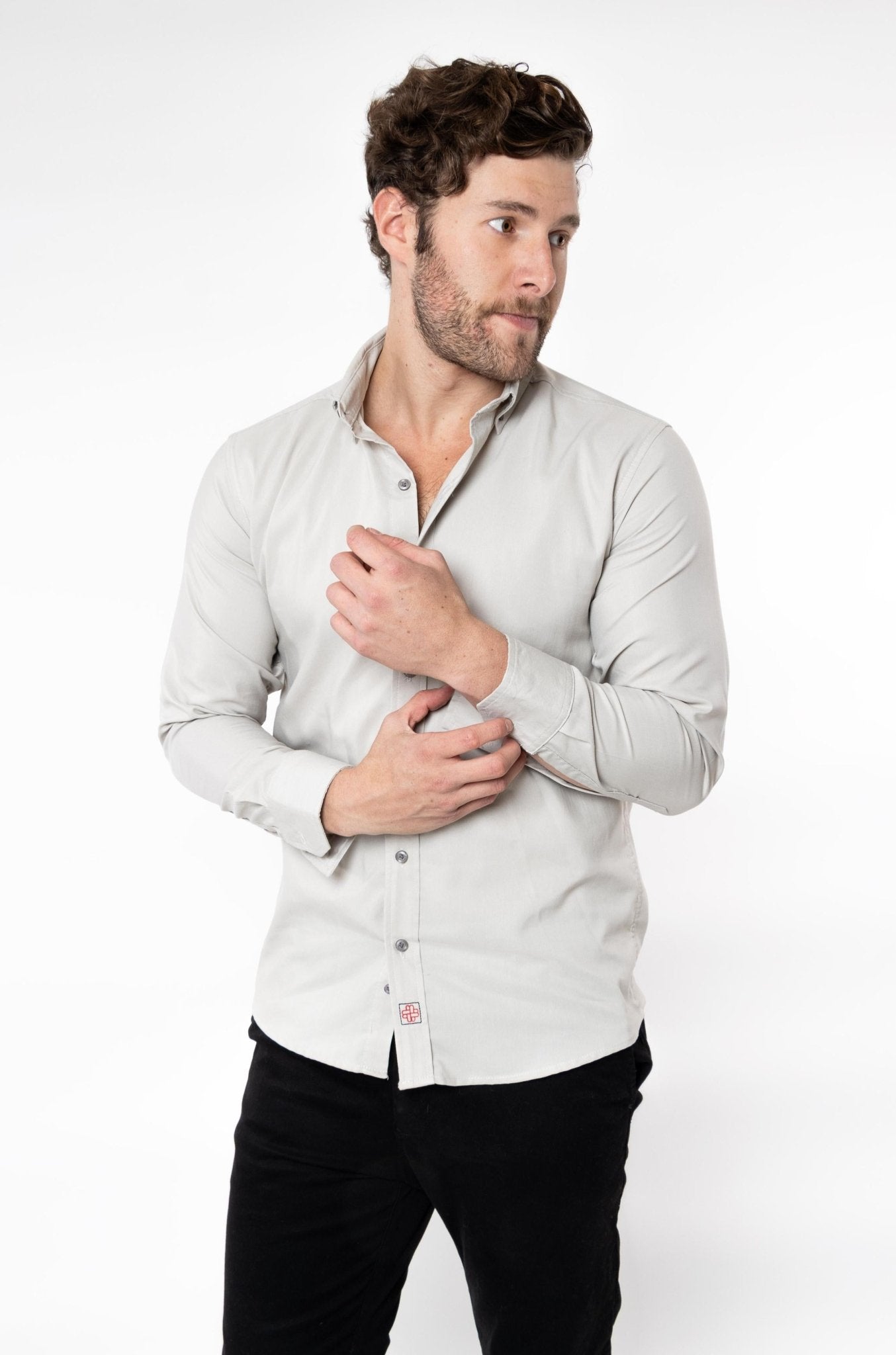 CAMISA BÁSICA MANGA LARGA MONCLOVA HOMBRE #Color_Gris
