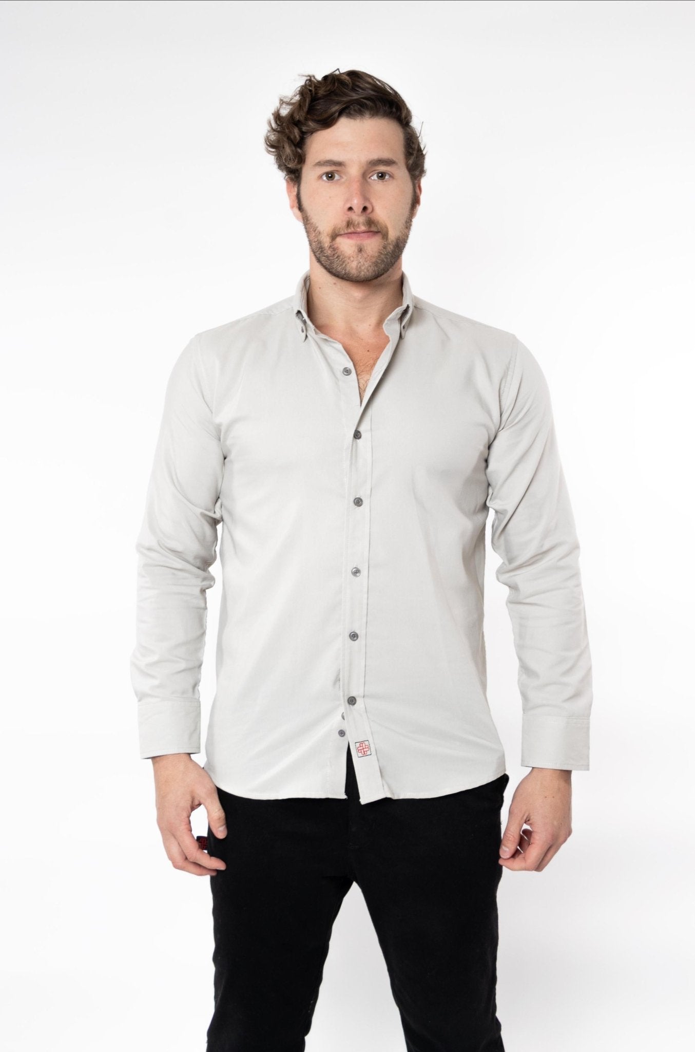 CAMISA BÁSICA MANGA LARGA MONCLOVA HOMBRE #Color_Gris