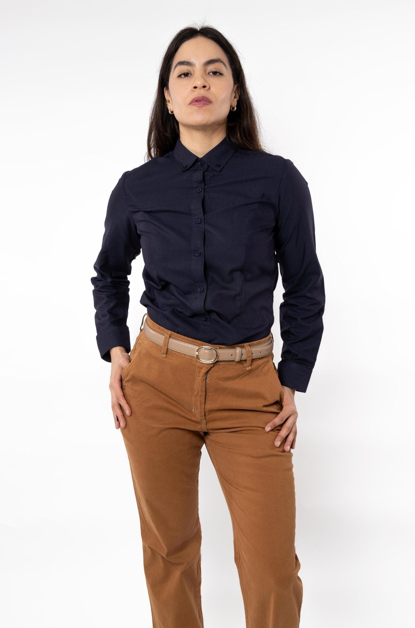 CAMISA BÁSICA MANGA LARGA MONCLOVA MUJER #Color_Negro