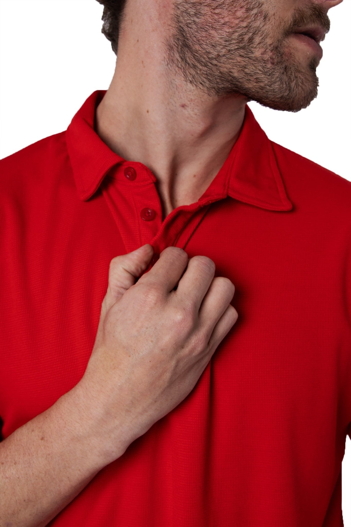 PLAYERA TIPO POLO DRY FIT PAMPLONA HOMBRE SUSTENTABLE #Color_Rojo