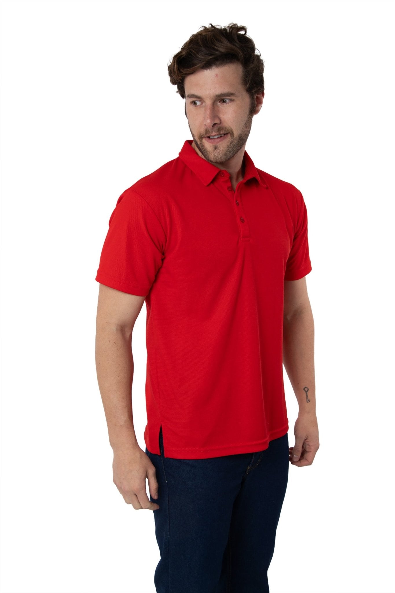 PLAYERA TIPO POLO DRY FIT PAMPLONA HOMBRE SUSTENTABLE #Color_Rojo