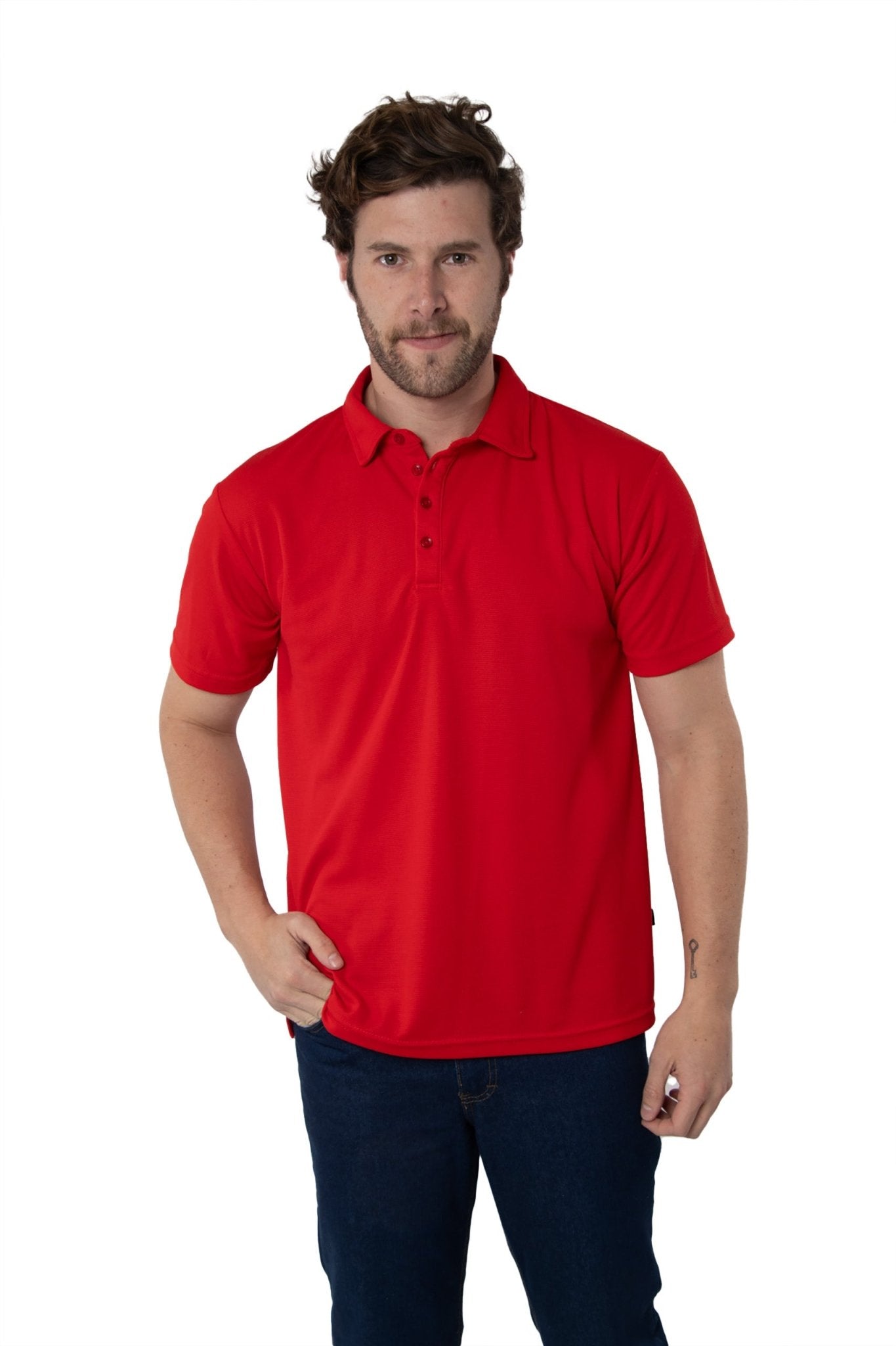 PLAYERA TIPO POLO DRY FIT PAMPLONA HOMBRE SUSTENTABLE #Color_Rojo