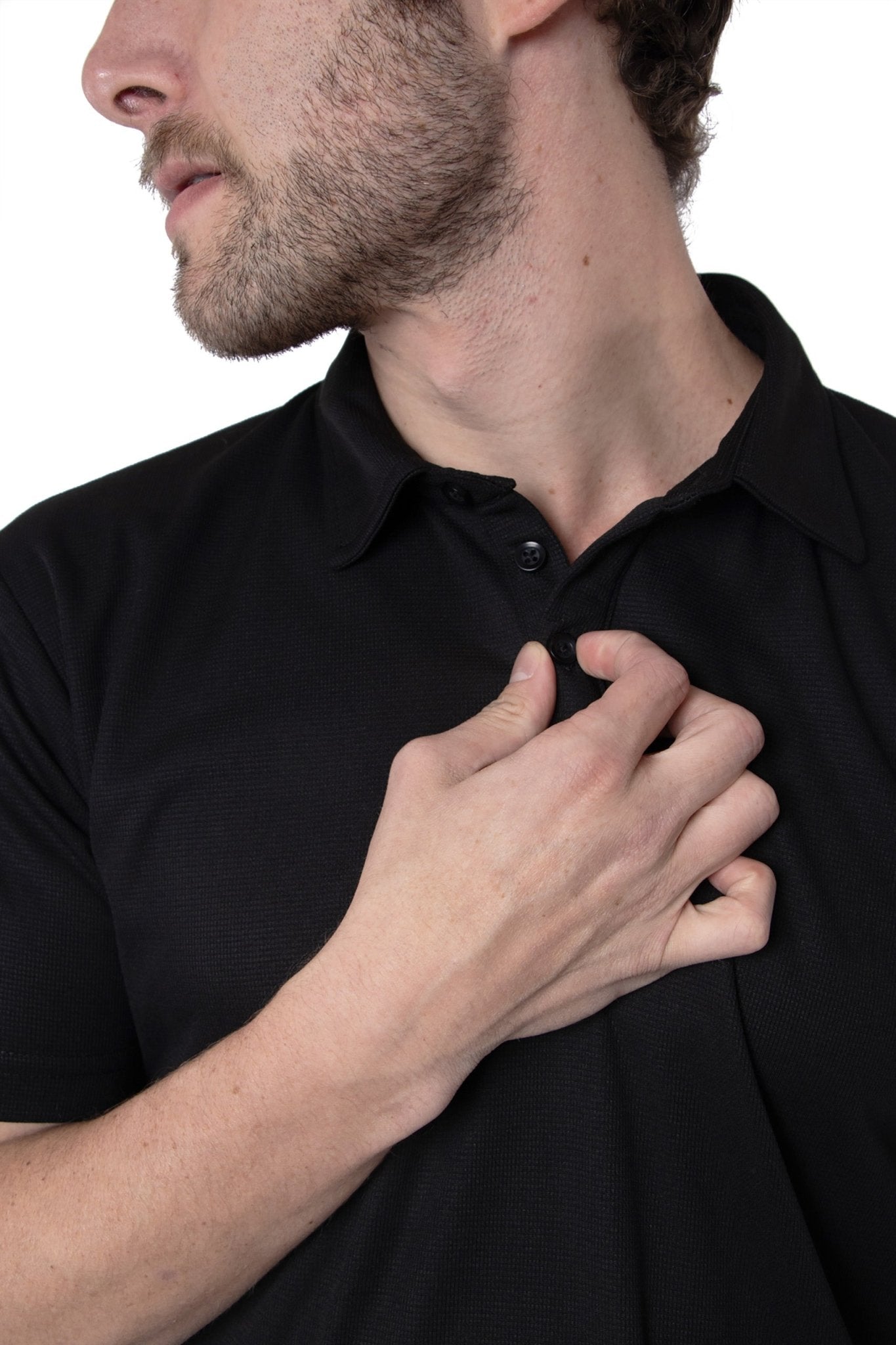 PLAYERA TIPO POLO DRY FIT PAMPLONA HOMBRE SUSTENTABLE #Color_Negro