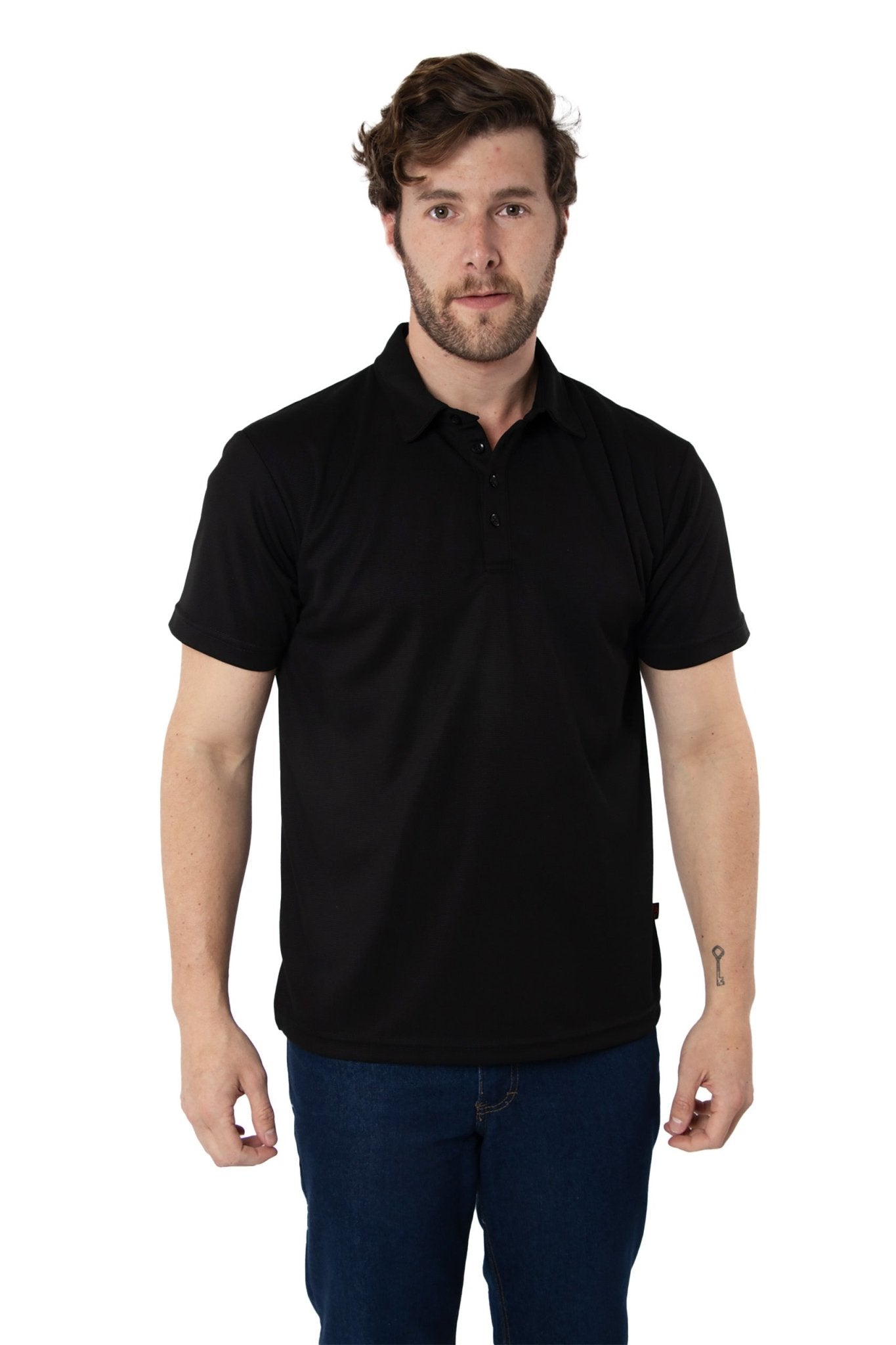PLAYERA TIPO POLO DRY FIT PAMPLONA HOMBRE SUSTENTABLE #Color_Negro