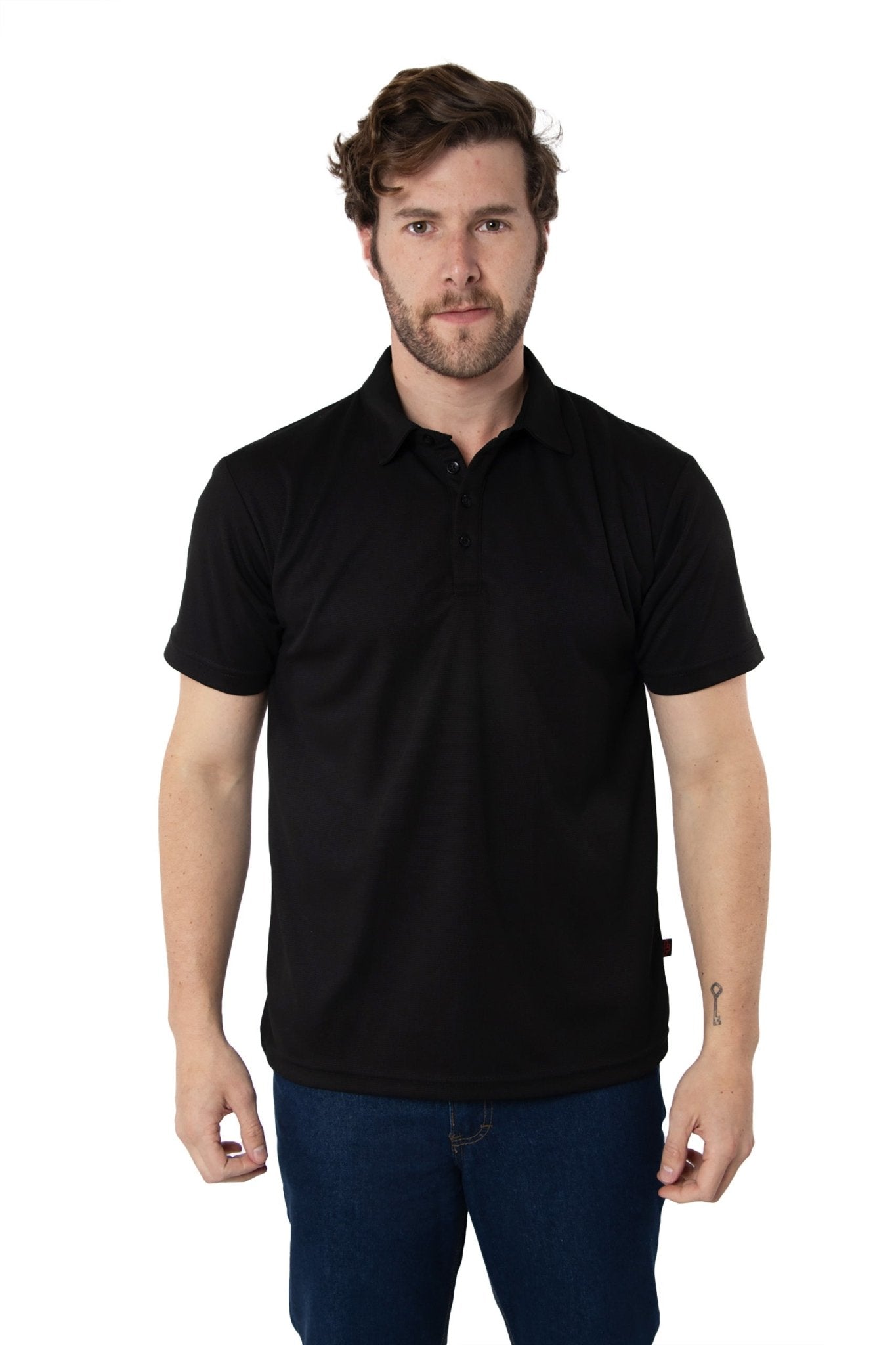 PLAYERA TIPO POLO DRY FIT PAMPLONA HOMBRE SUSTENTABLE #Color_Negro