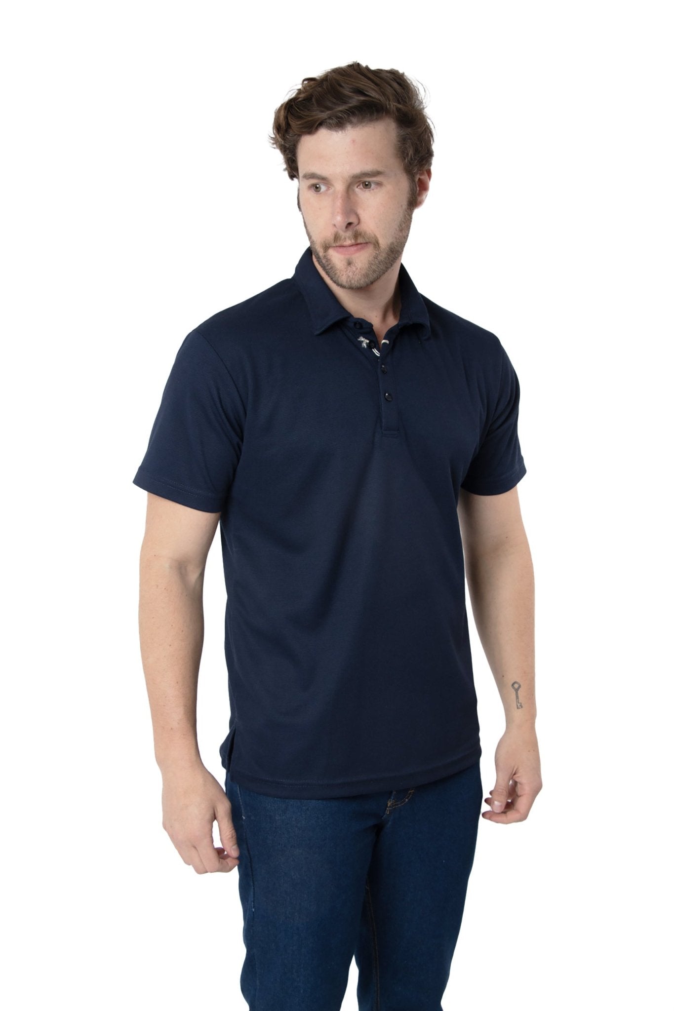 PLAYERA TIPO POLO DRY FIT PAMPLONA HOMBRE SUSTENTABLE #Color_Azul Marino