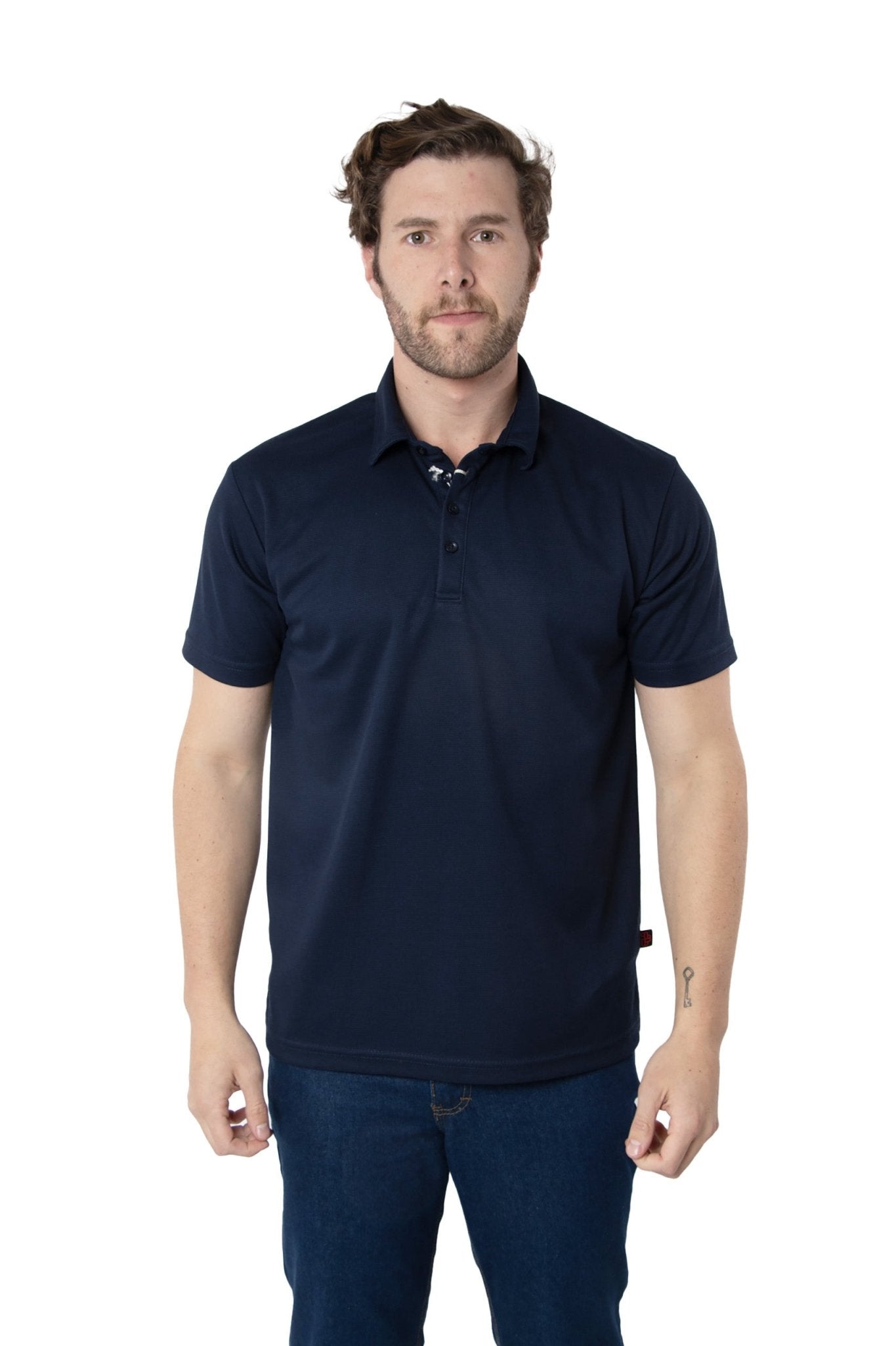 PLAYERA TIPO POLO DRY FIT PAMPLONA HOMBRE SUSTENTABLE #Color_Azul Marino