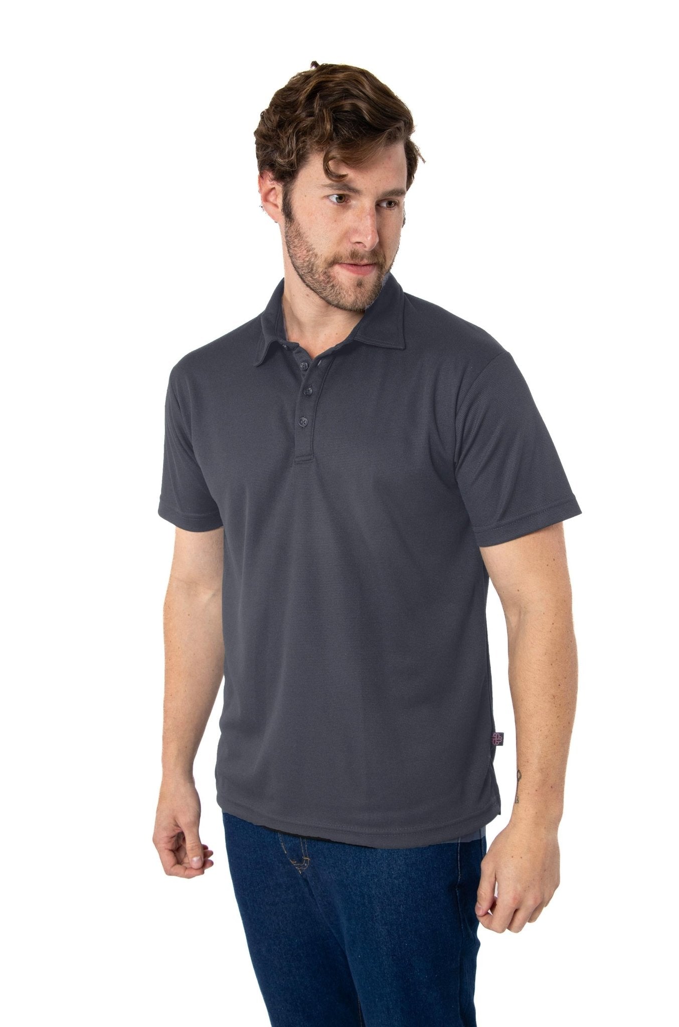PLAYERA TIPO POLO DRY FIT PAMPLONA HOMBRE SUSTENTABLE #Color_Gris
