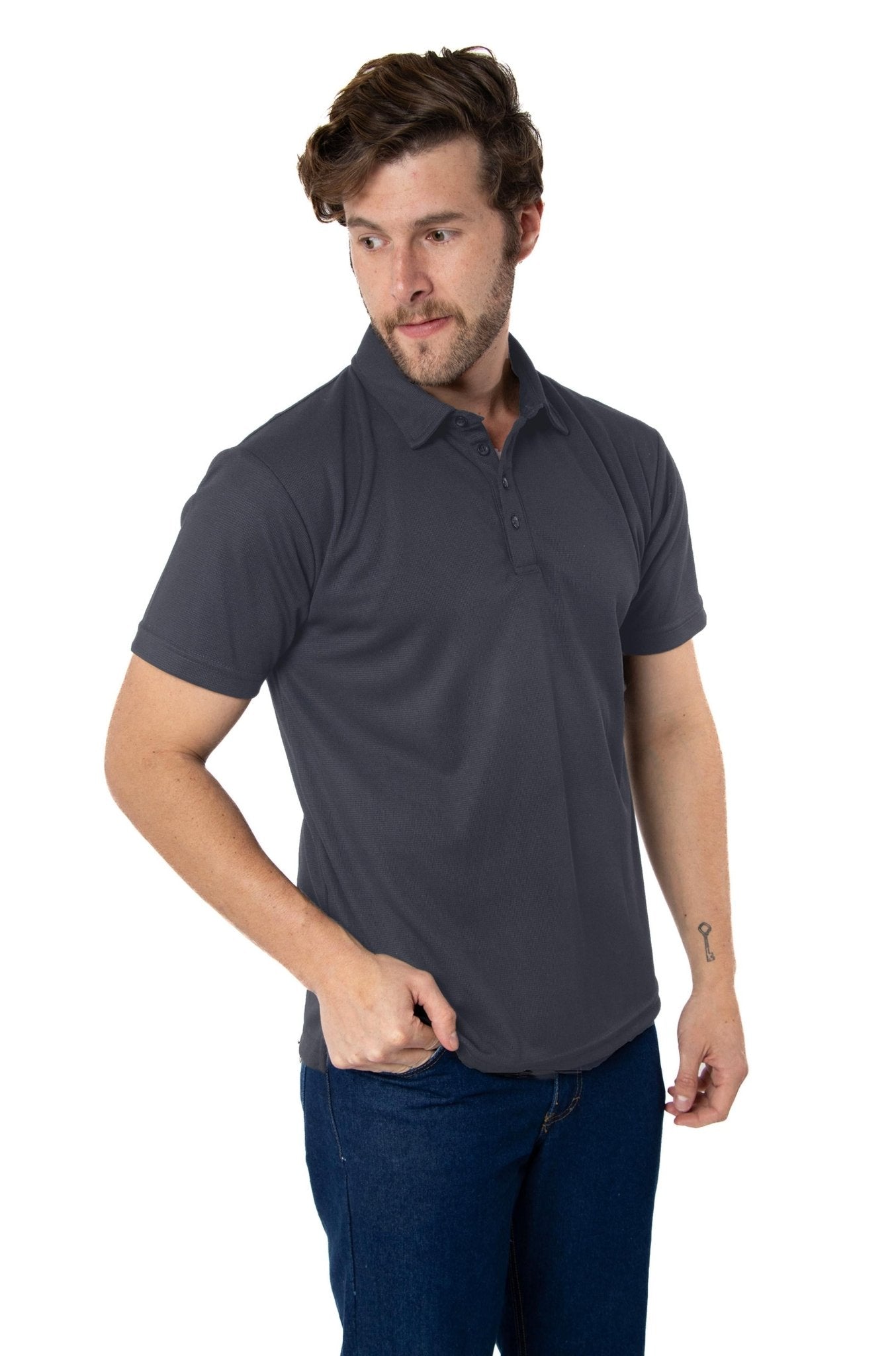 PLAYERA TIPO POLO DRY FIT PAMPLONA HOMBRE SUSTENTABLE #Color_Gris