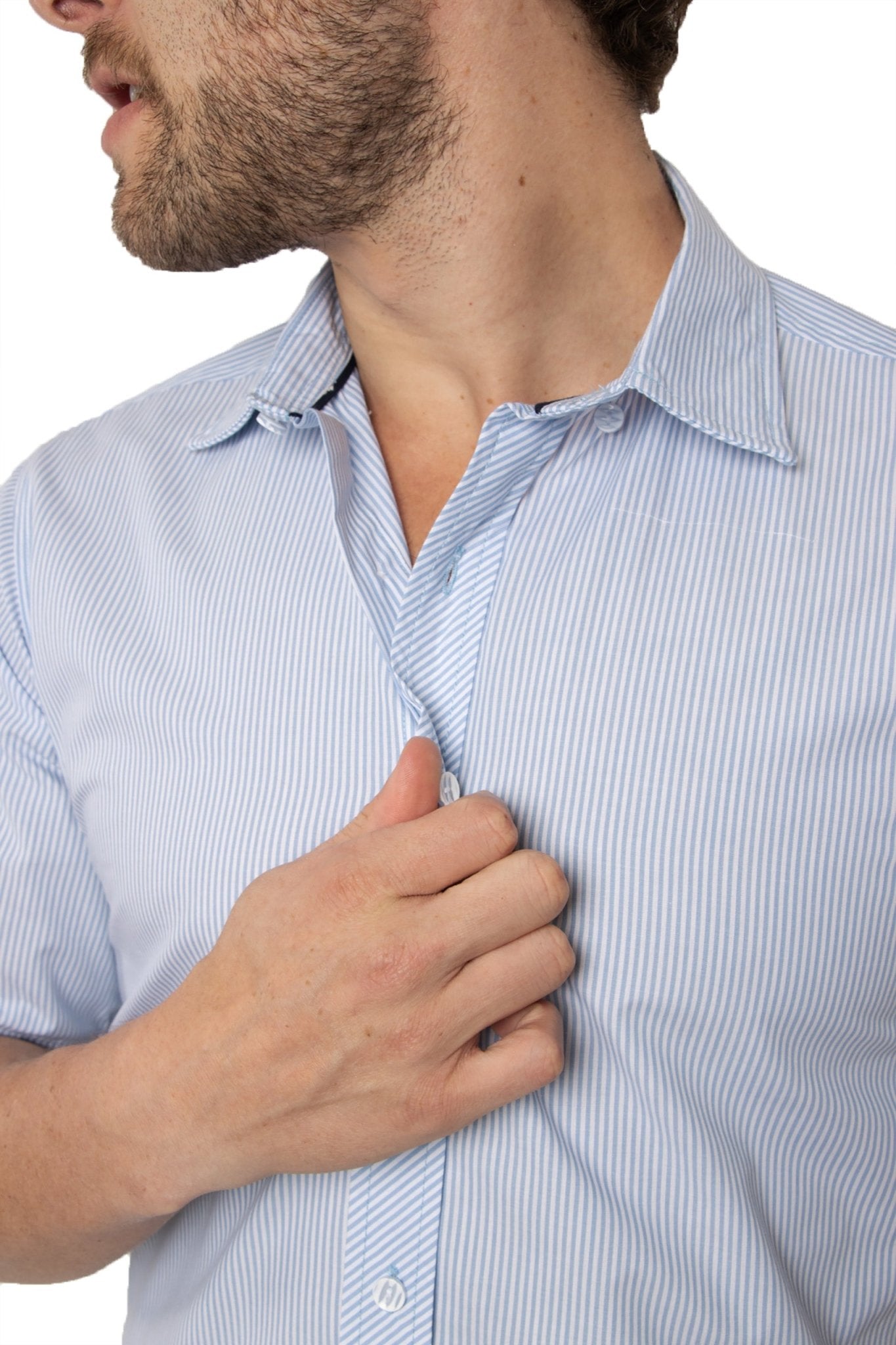 CAMISA FORMAL SLIM FIT MANGA CORTA MÚNICH HOMBRE #Color_Azul