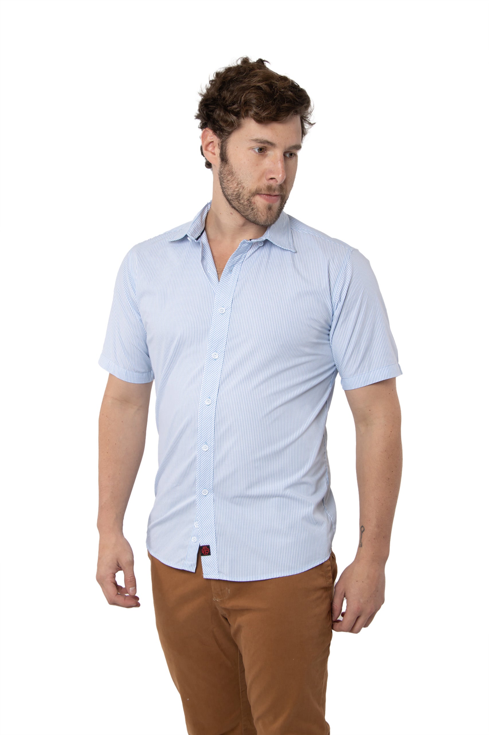 CAMISA FORMAL SLIM FIT MANGA CORTA MÚNICH HOMBRE #Color_Azul
