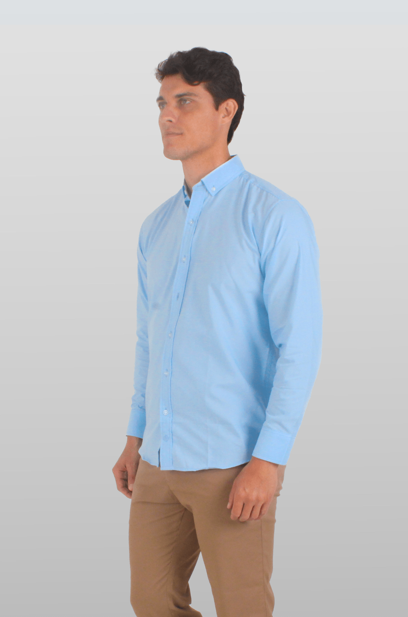 CAMISA BÁSICA MANGA LARGA MONCLOVA HOMBRE #Color_Azul