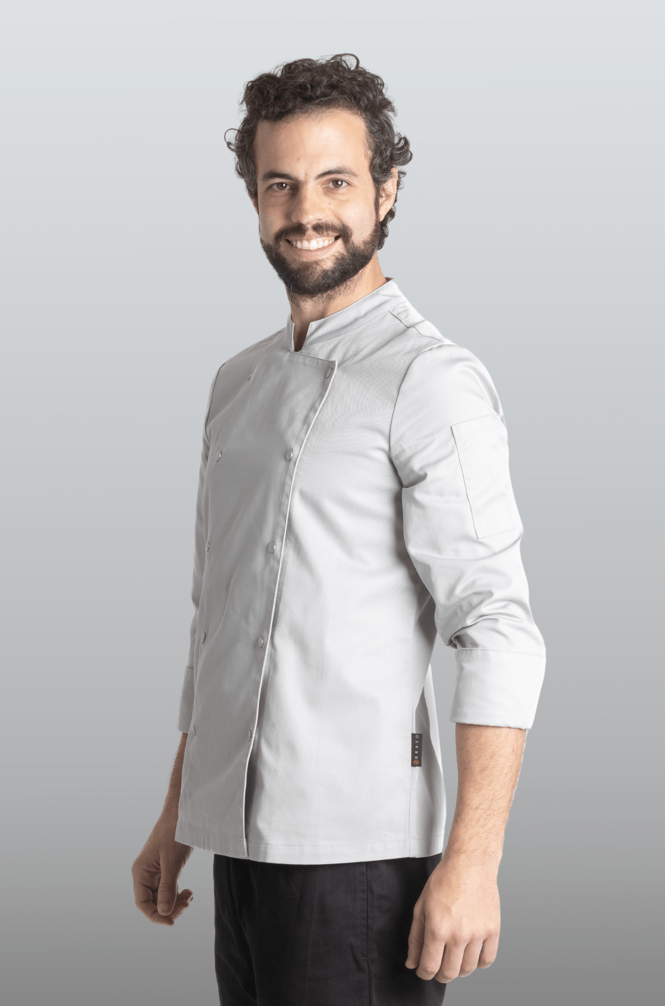 FILIPINA DE CHEF HOMBRE MANILA MANGA 3/4 #Color_Gris