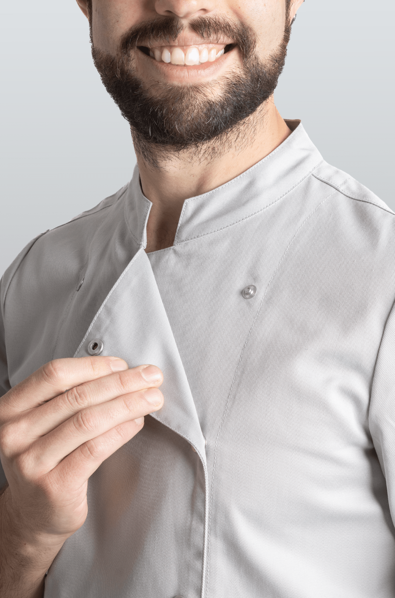 FILIPINA DE CHEF HOMBRE MANILA MANGA 3/4 #Color_Gris