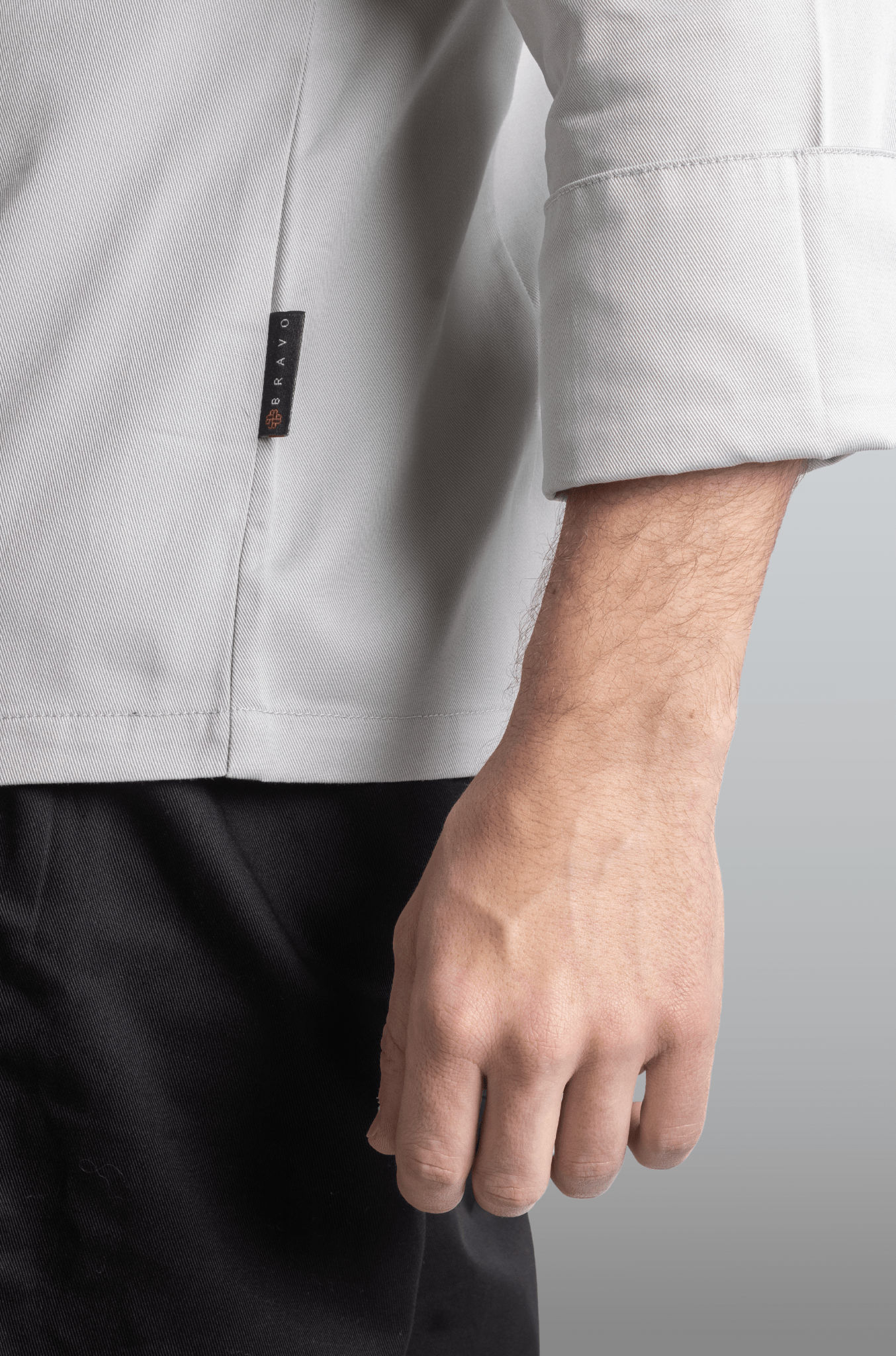 FILIPINA DE CHEF HOMBRE MANILA MANGA 3/4 #Color_Gris