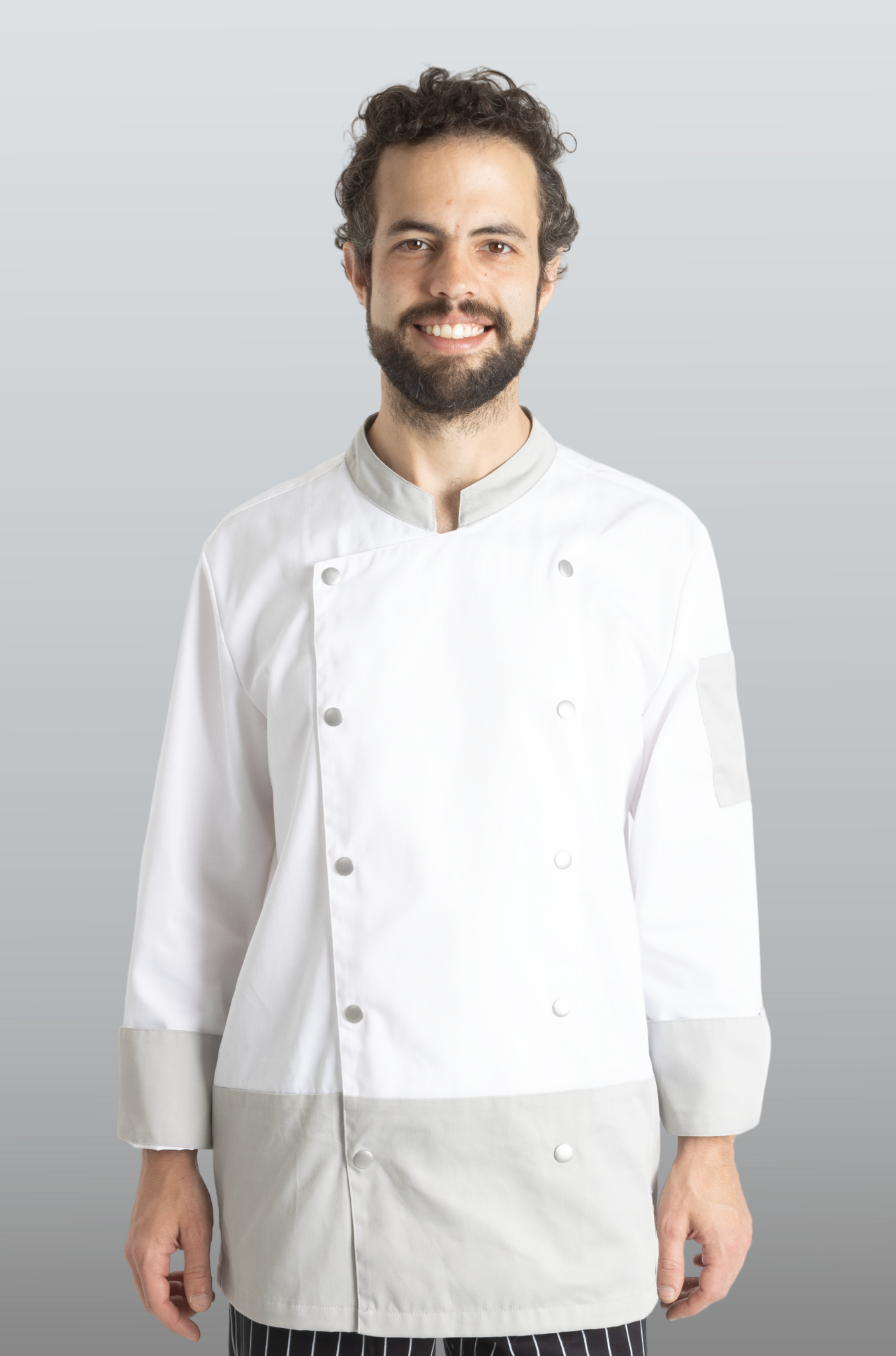 FILIPINA DE CHEF LONDRES MANGA 3/4 CABALLERO #Color_Blanco - Gris