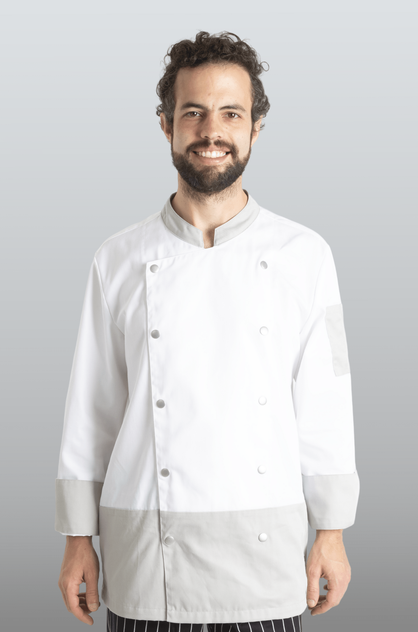 FILIPINA DE CHEF LONDRES MANGA 3/4 CABALLERO #Color_Blanco - Gris