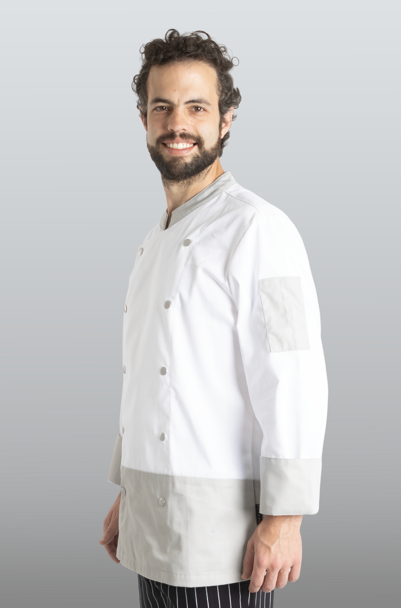 FILIPINA DE CHEF LONDRES MANGA 3/4 CABALLERO #Color_Blanco - Gris