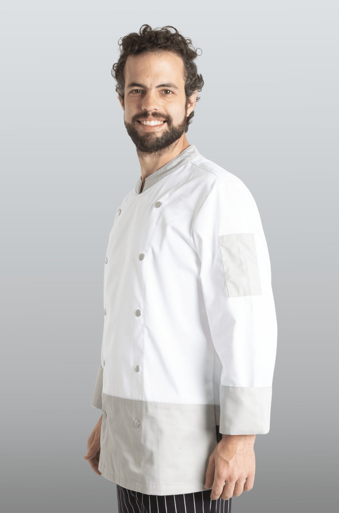 FILIPINA DE CHEF LONDRES MANGA 3/4 CABALLERO #Color_Blanco - Gris