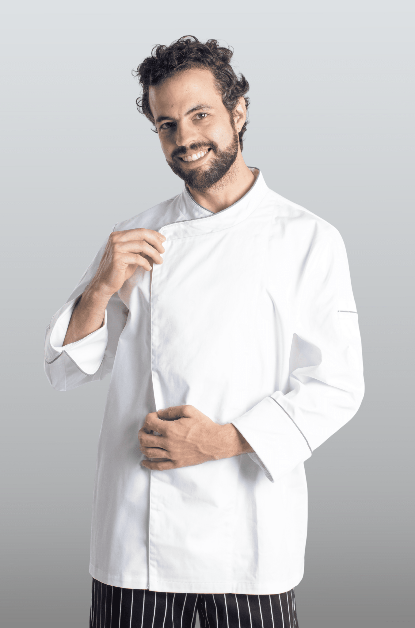 FILIPINA DE CHEF HOMBRE BEIRUT MANGA 3/4 #Color_Blanco - Gris