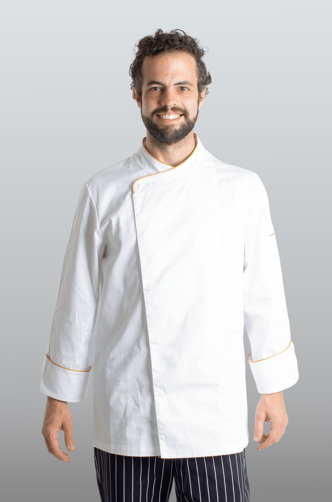 FILIPINA DE CHEF HOMBRE BEIRUT MANGA 3/4 #Color_Blanco - Dorado