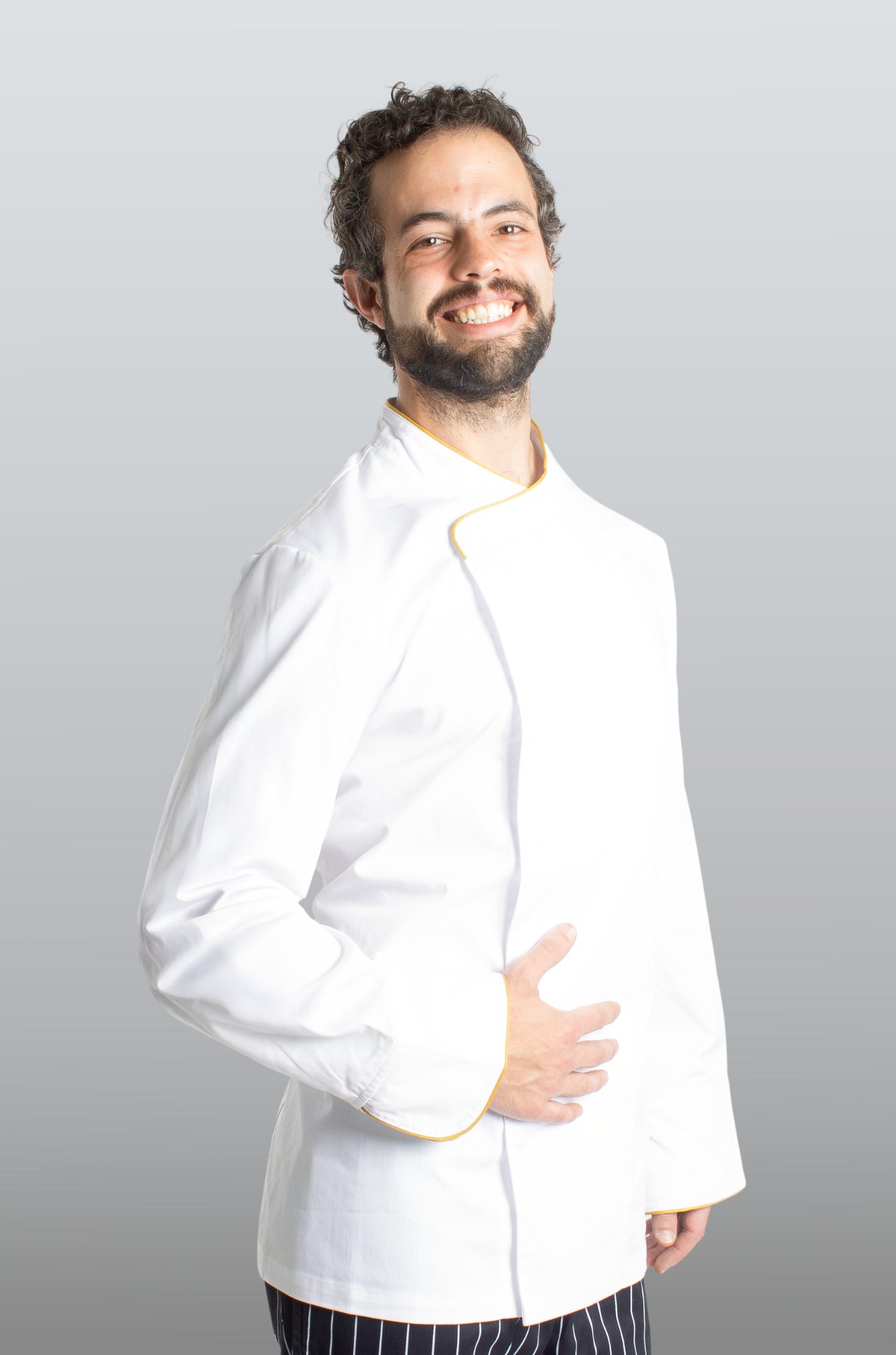 FILIPINA DE CHEF HOMBRE BEIRUT MANGA 3/4 #Color_Blanco - Dorado