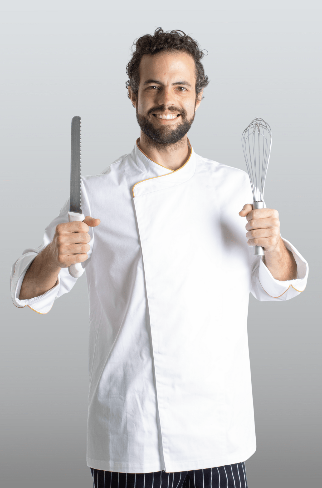 FILIPINA DE CHEF HOMBRE BEIRUT MANGA 3/4 #Color_Blanco - Dorado