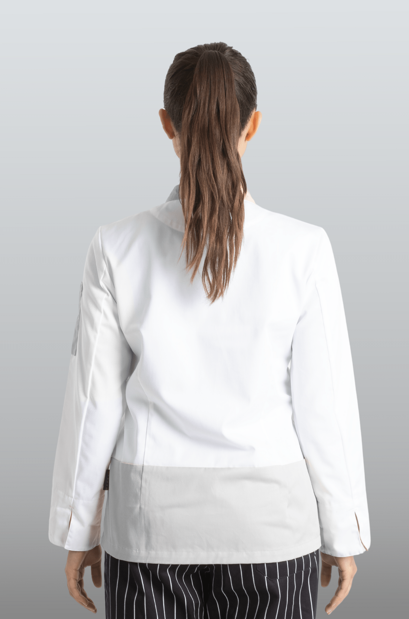 FILIPINA DE CHEF DAMA LONDRES MANGA 3/4 #Color_Blanco - Gris