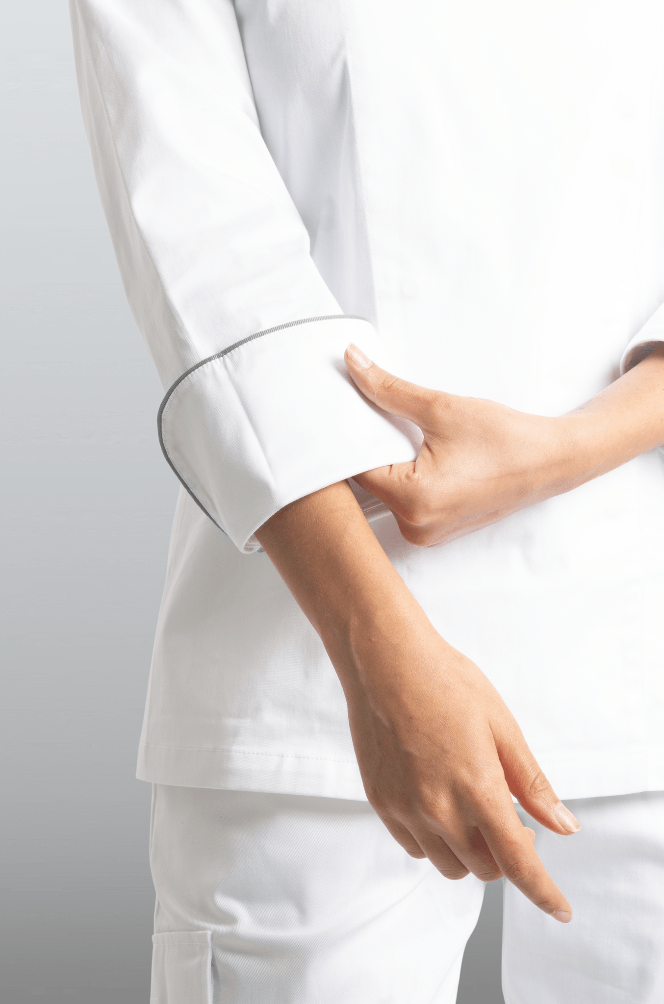 FILIPINA DE CHEF DAMA BEIRUT MANGA 3/4 #Color_Blanco - Gris