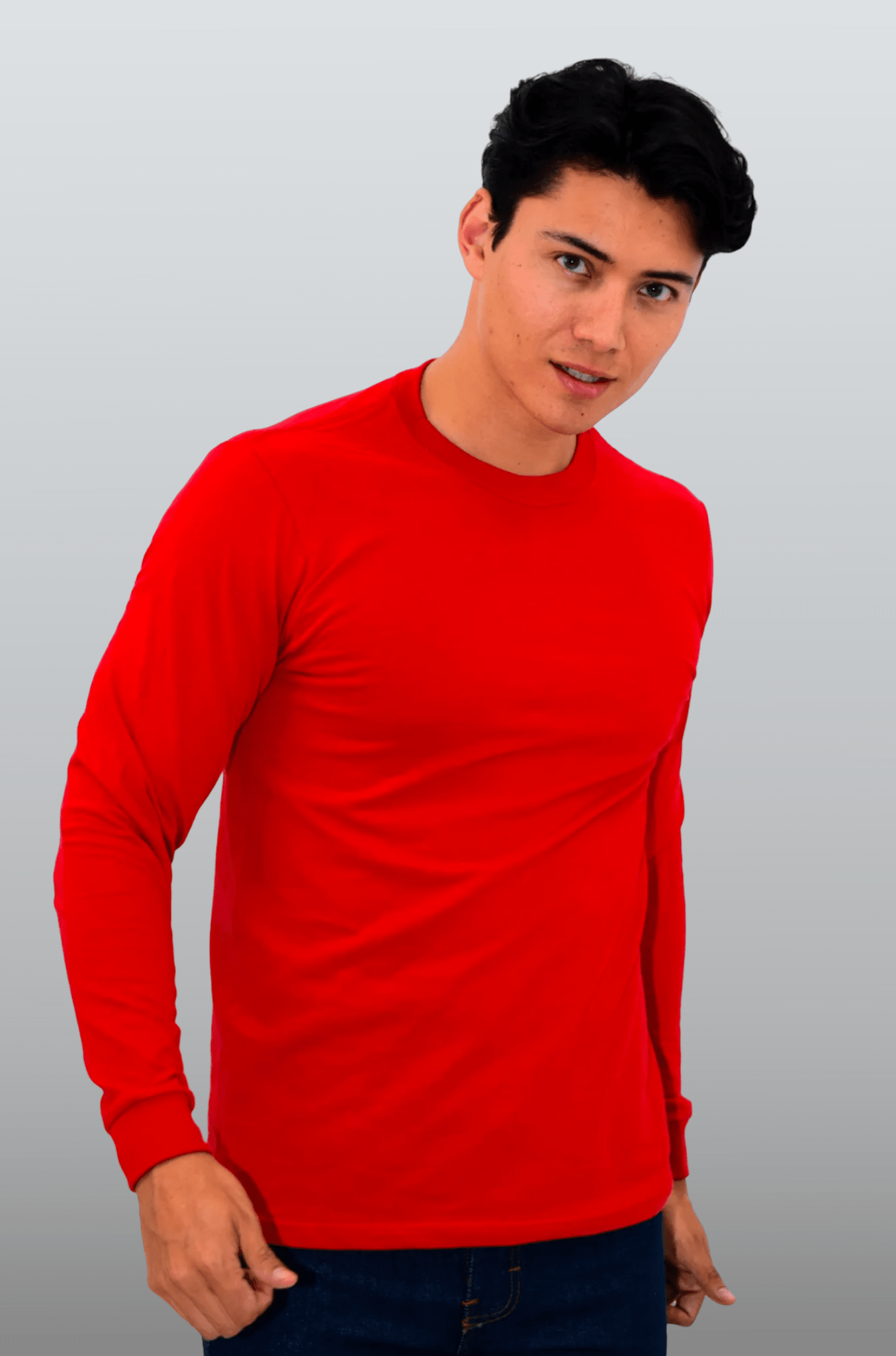 PLAYERA CUELLO REDONDO MANGA LARGA OLIMPIA UNISEX #Color_Rojo