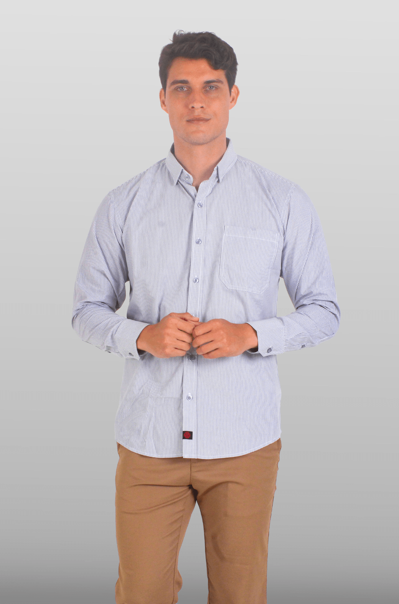CAMISA EJECUTIVA CORTE REGULAR MÚNICH HOMBRE #Color_Blanco - Gris