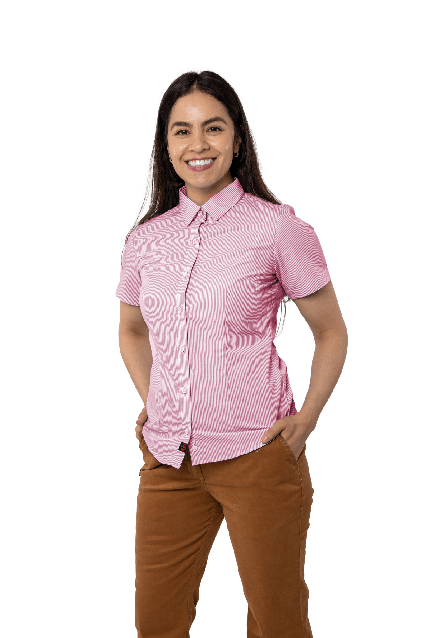 CAMISA SLIM FIT MANGA CORTA MÚNICH MUJER #Color_Rojo